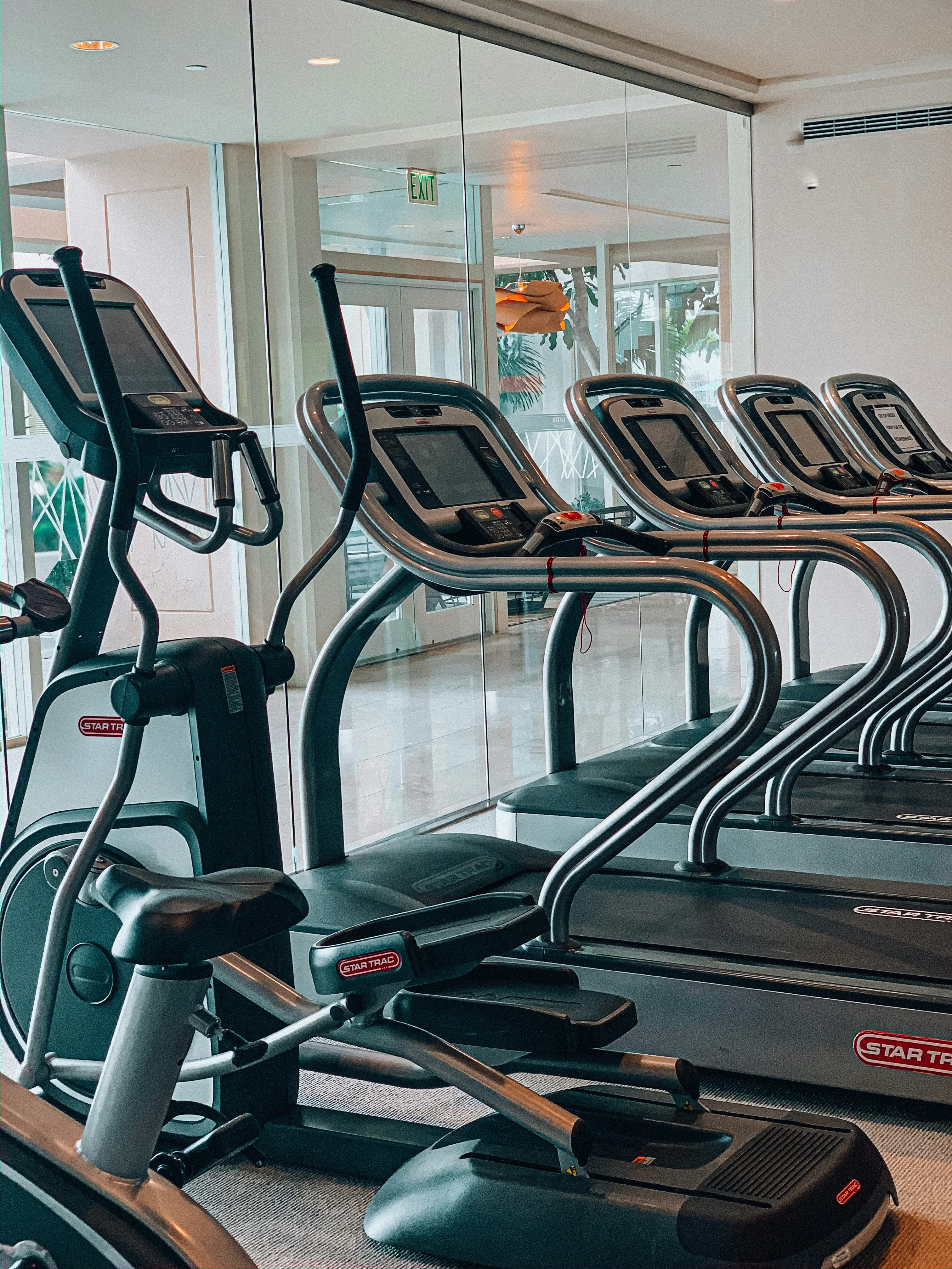Gym floor with treadmills and cardio equipment